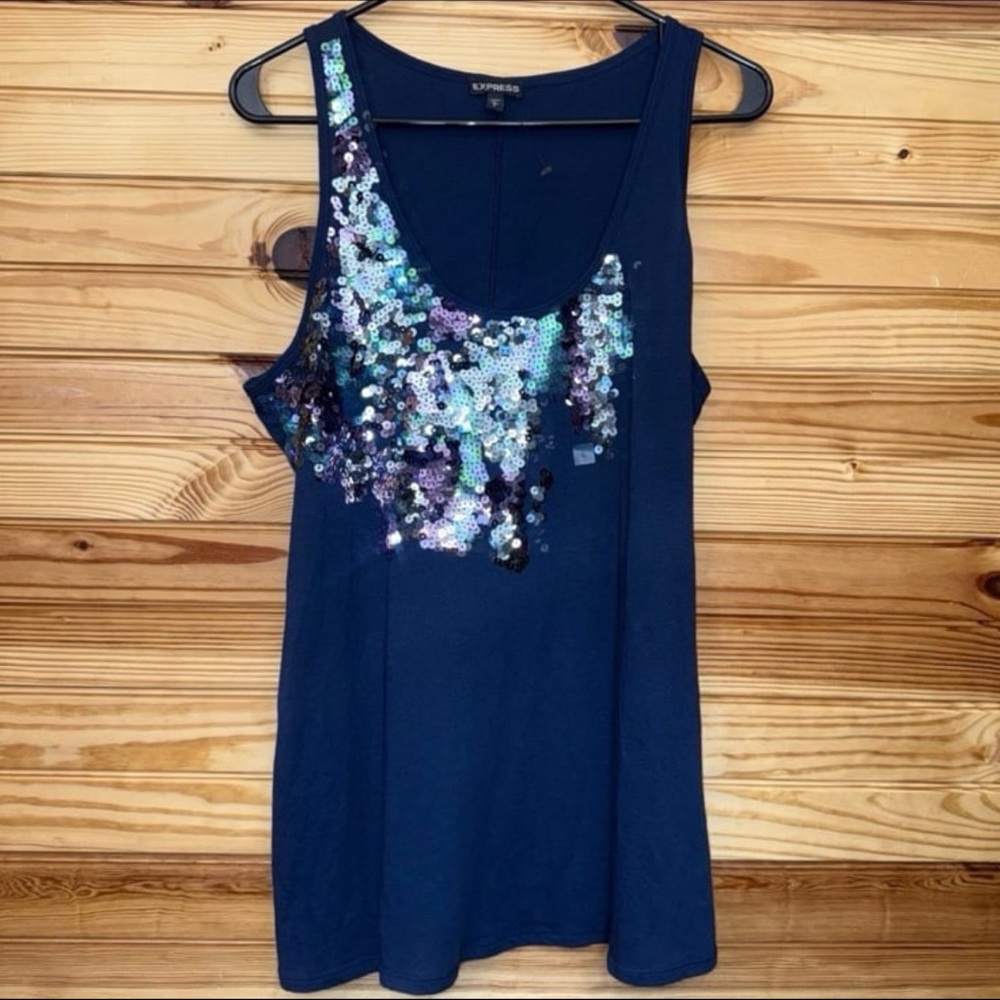Y2K Express sequin color change tank top large LIKE NEW